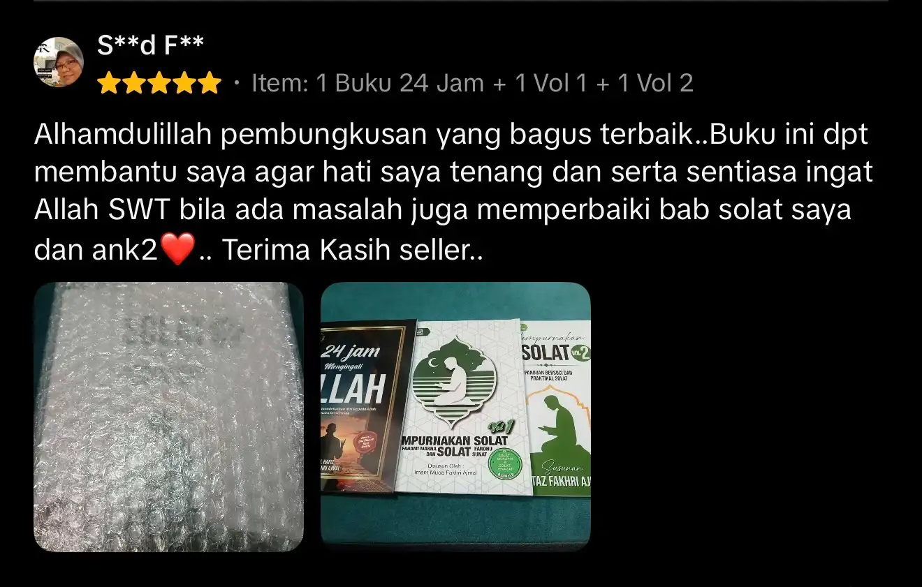 Ulasan pembeli - boleh dibawa dan senang amalkan selepas solat