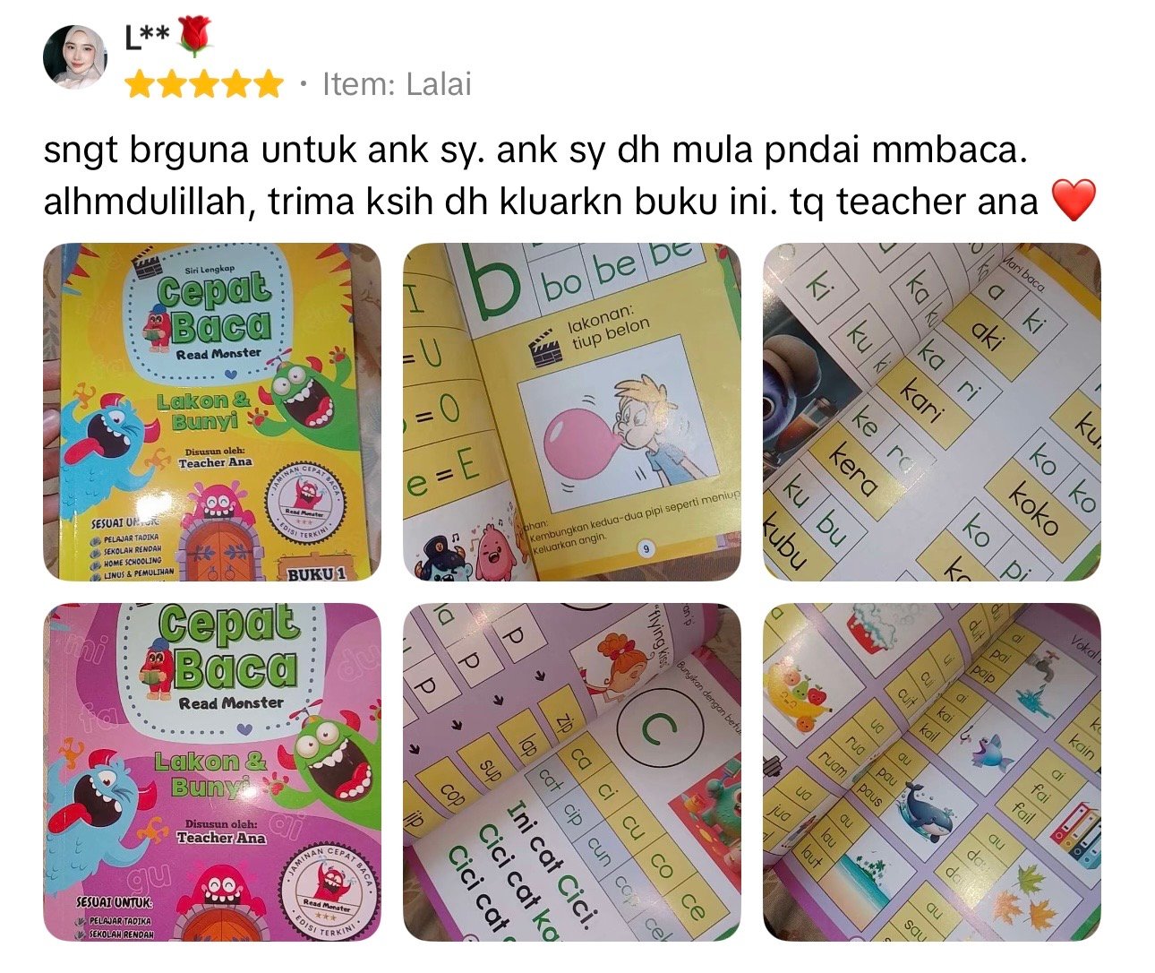 Testimoni pembeli — anak dah mula pandai membaca