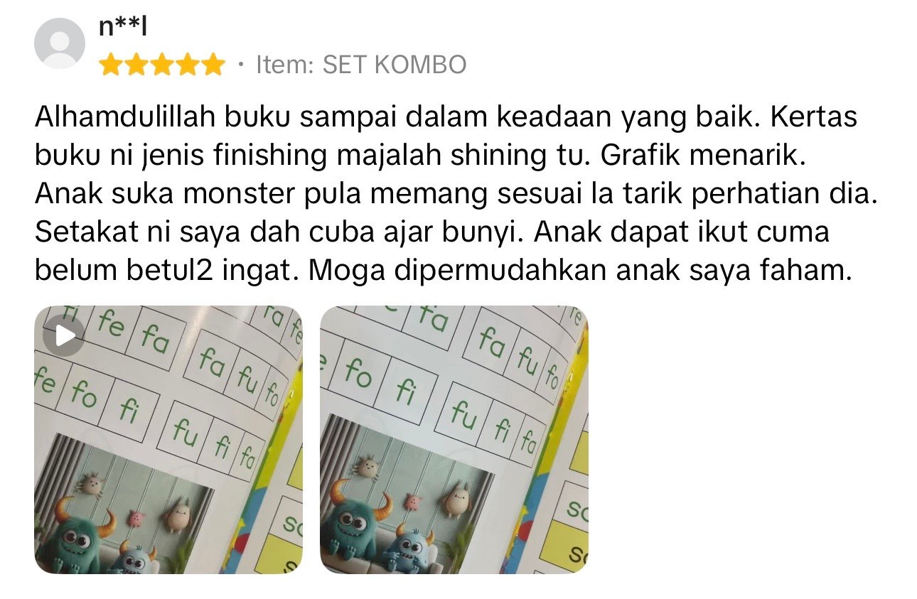 Testimoni pembeli — grafik menarik anak suka monster