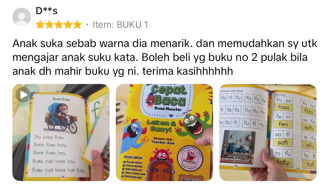 Testimoni pembeli — mudah mengajar anak suku kata